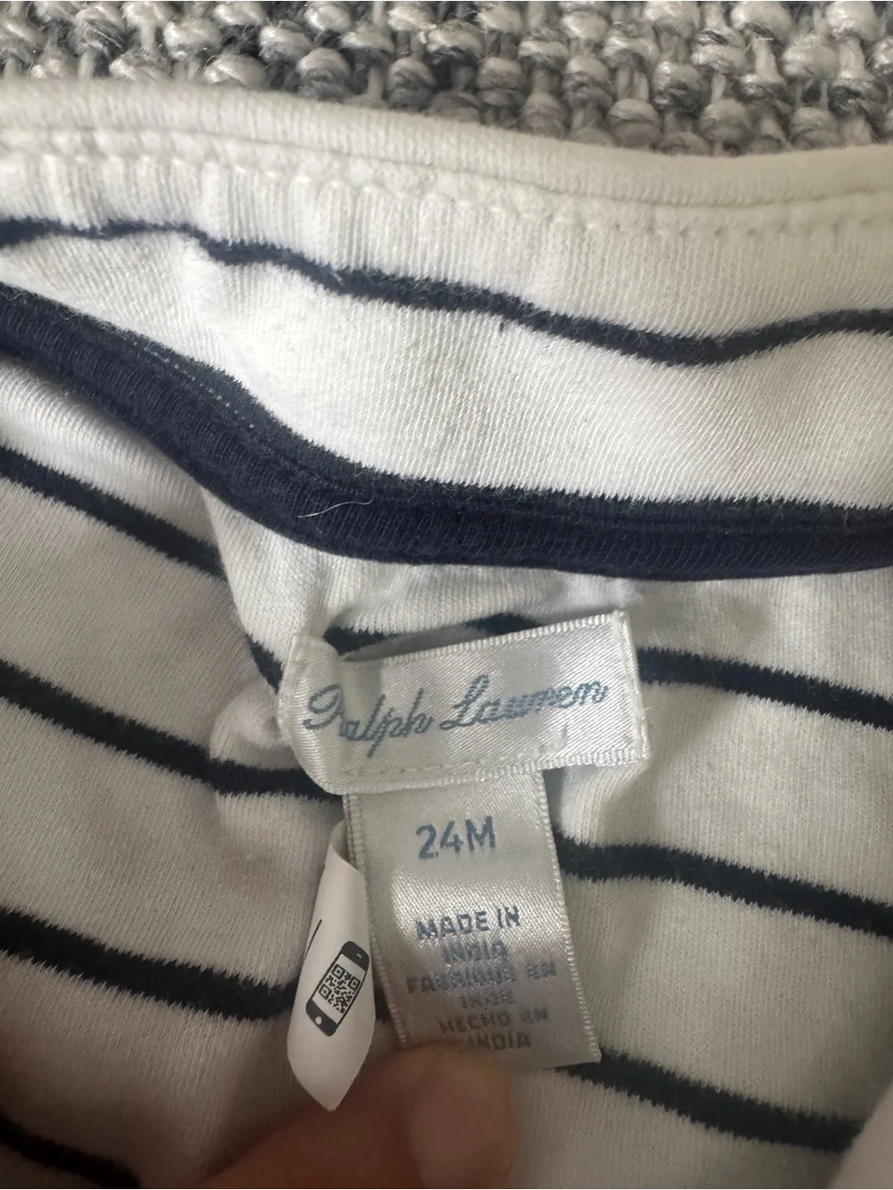Ralph Lauren White and Navy Striped Half-Zip Pullover